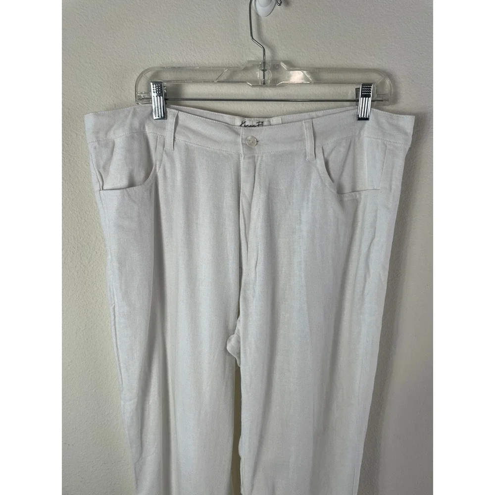 Kenny Flowers Mens XL Casa Blanca White Linen Vacation Beach Pants Bali Tropical